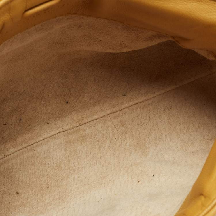 Pre Owned Bottega Veneta Yellow Intrecciato Leather Shoulder Bag