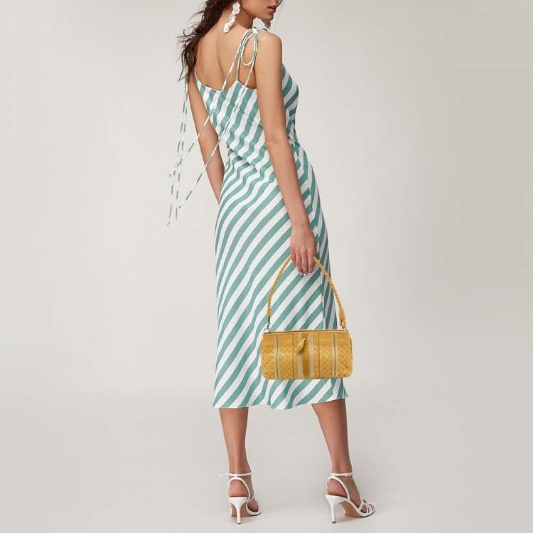 Pre Owned Bottega Veneta Yellow Intrecciato Leather Shoulder Bag