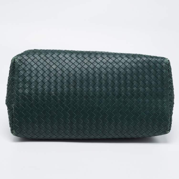 Pre Owned Bottega Veneta Green Intrecciato Leather Medium Roma Tote