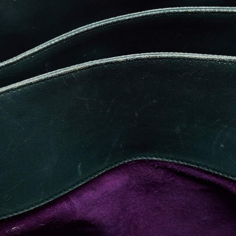 Pre Owned Bottega Veneta Green Intrecciato Leather Medium Roma Tote