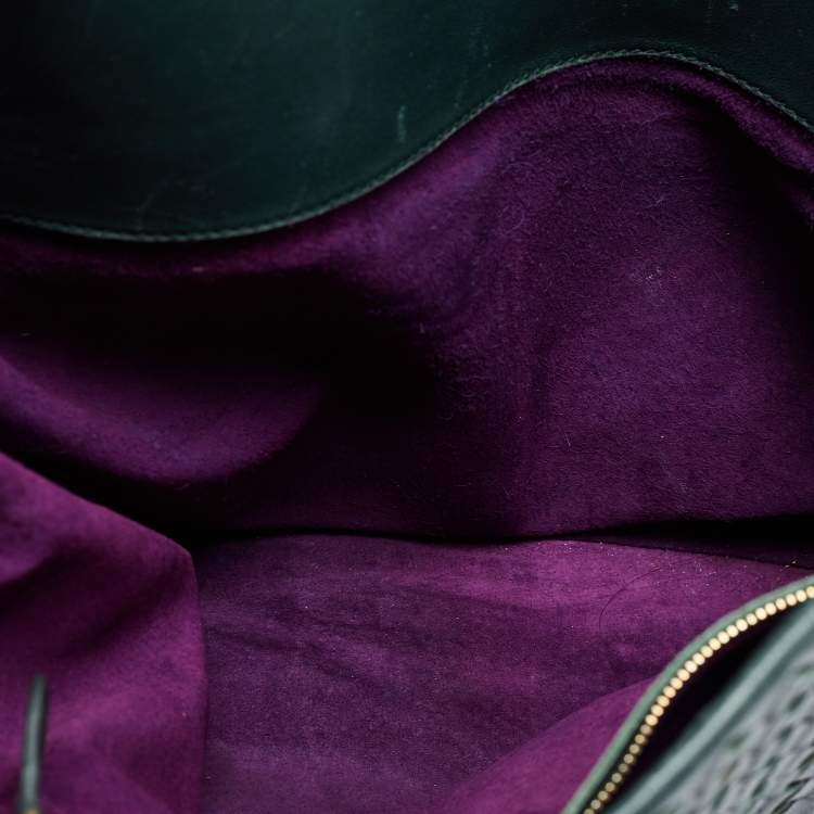 Pre Owned Bottega Veneta Green Intrecciato Leather Medium Roma Tote