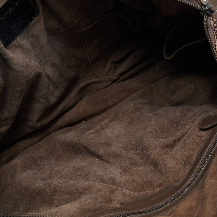 Pre Owned Bottega Veneta Brown Intrecciato Karung Bowling Bag