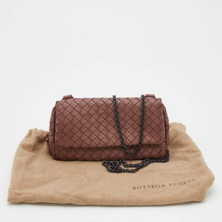 Pre Owned Bottega Veneta Dusty Pink Intrecciato Leather Mini Messenger Bag