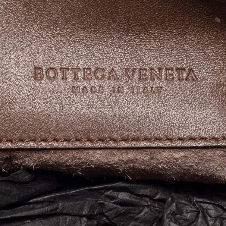 Pre Owned Bottega Veneta Brown Leather Intrecciato Double Sided Flap Shoulder Bag