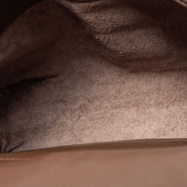 Pre Owned Bottega Veneta Brown Leather Intrecciato Double Sided Flap Shoulder Bag