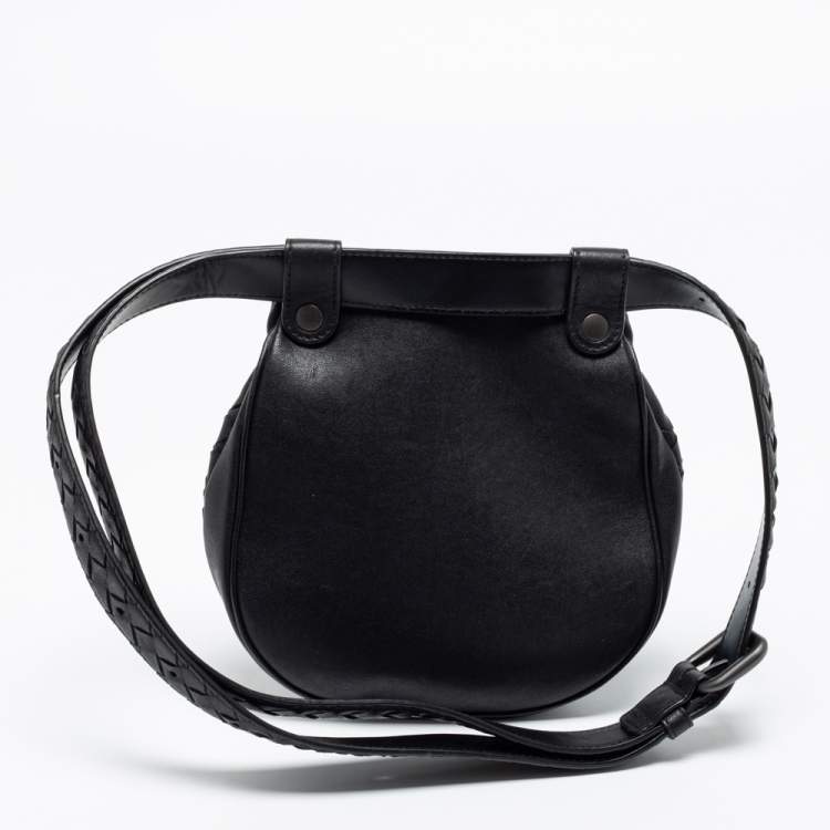 Pre Owned Bottega Veneta Black Intrecciato Leather Belt Bag