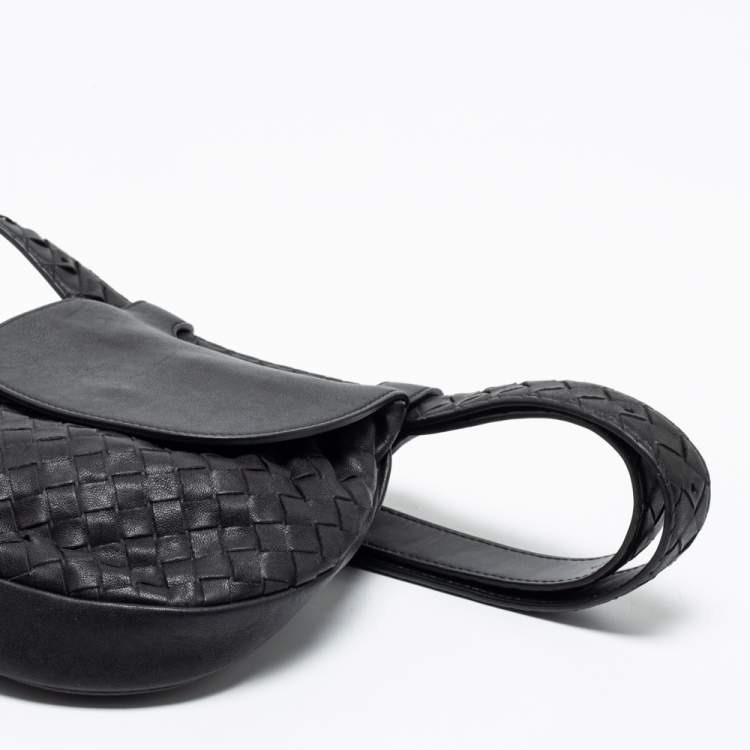 Pre Owned Bottega Veneta Black Intrecciato Leather Belt Bag