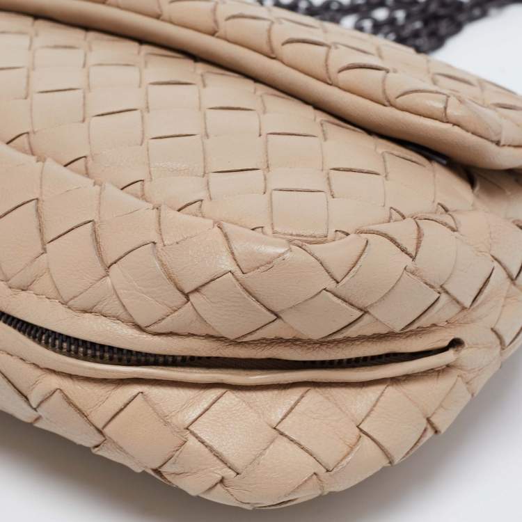 Pre Owned Bottega Veneta Beige Intrecciato Leather Mini Crossbody Bag
