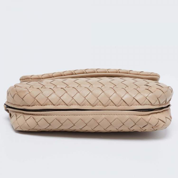 Pre Owned Bottega Veneta Beige Intrecciato Leather Mini Crossbody Bag