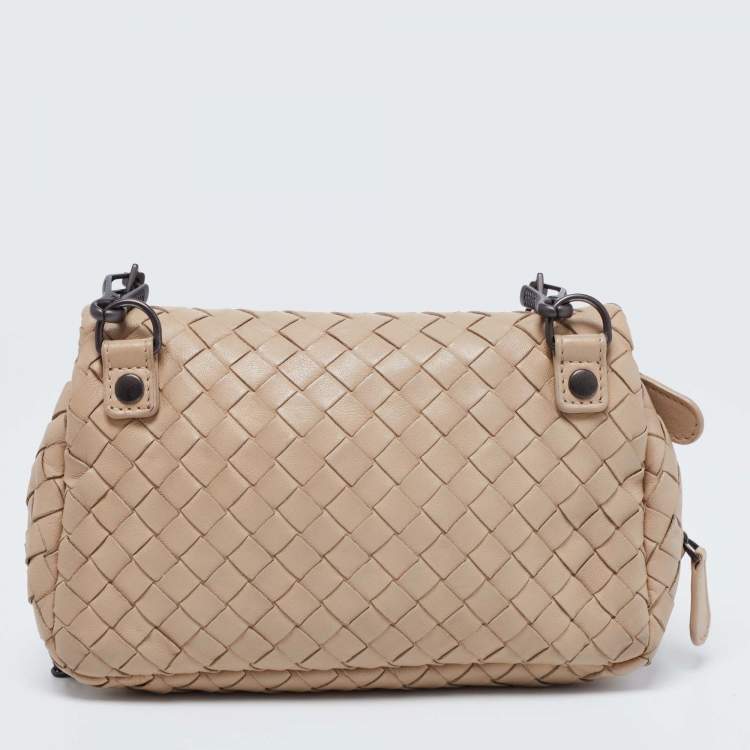 Pre Owned Bottega Veneta Beige Intrecciato Leather Mini Crossbody Bag