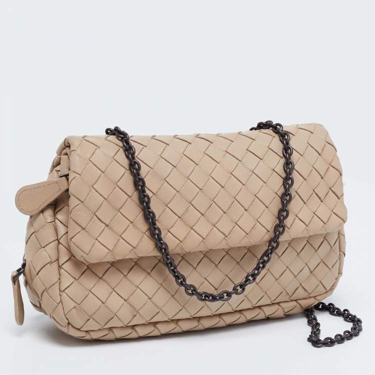 Pre Owned Bottega Veneta Beige Intrecciato Leather Mini Crossbody Bag