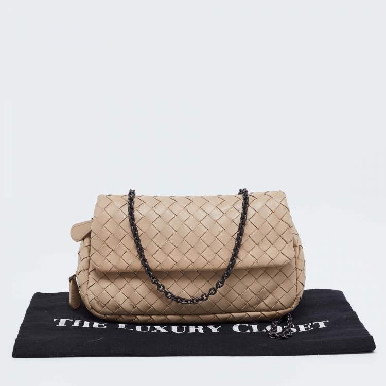Pre Owned Bottega Veneta Beige Intrecciato Leather Mini Crossbody Bag