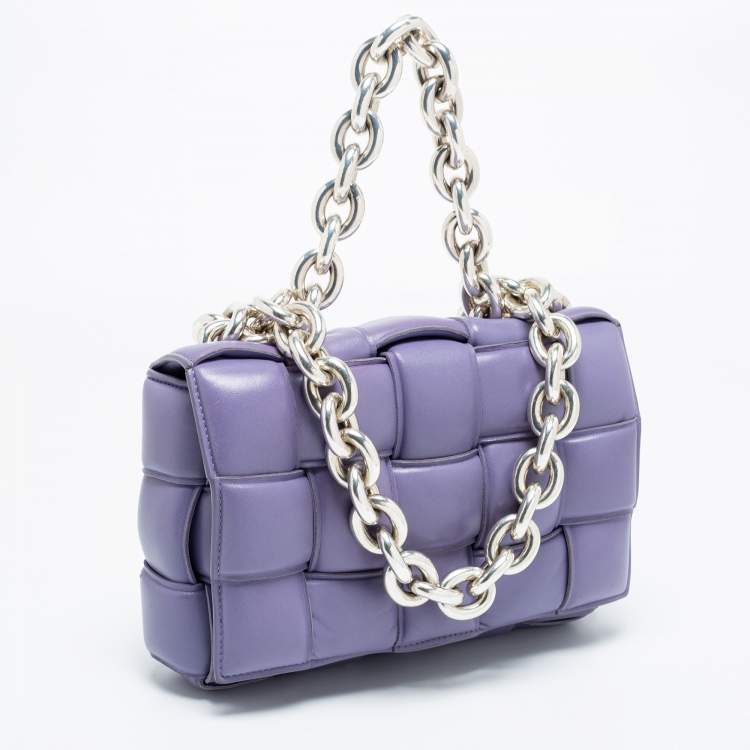 Pre Owned Bottega Veneta Lilac Padded Leather Cassette Shoulder Bag