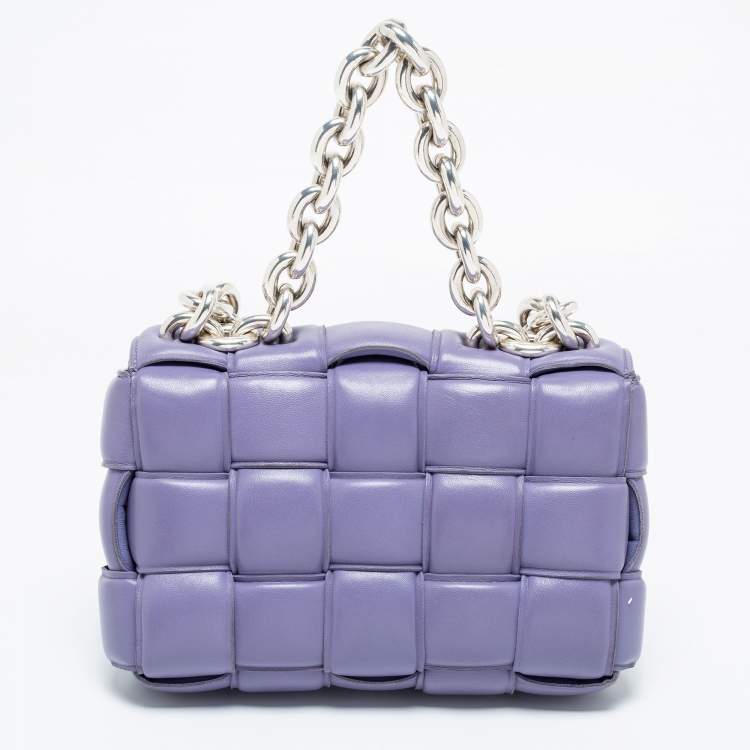 Pre Owned Bottega Veneta Lilac Padded Leather Cassette Shoulder Bag