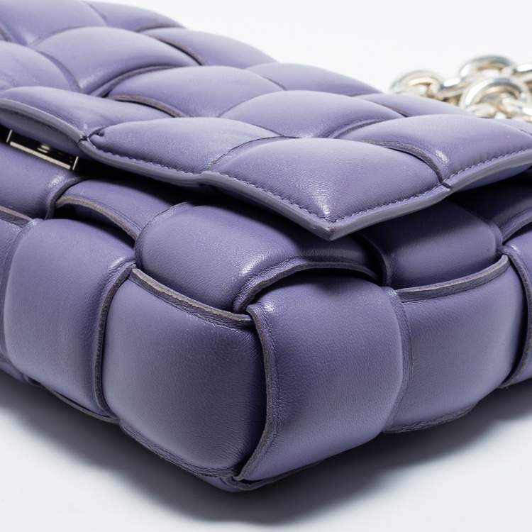 Pre Owned Bottega Veneta Lilac Padded Leather Cassette Shoulder Bag