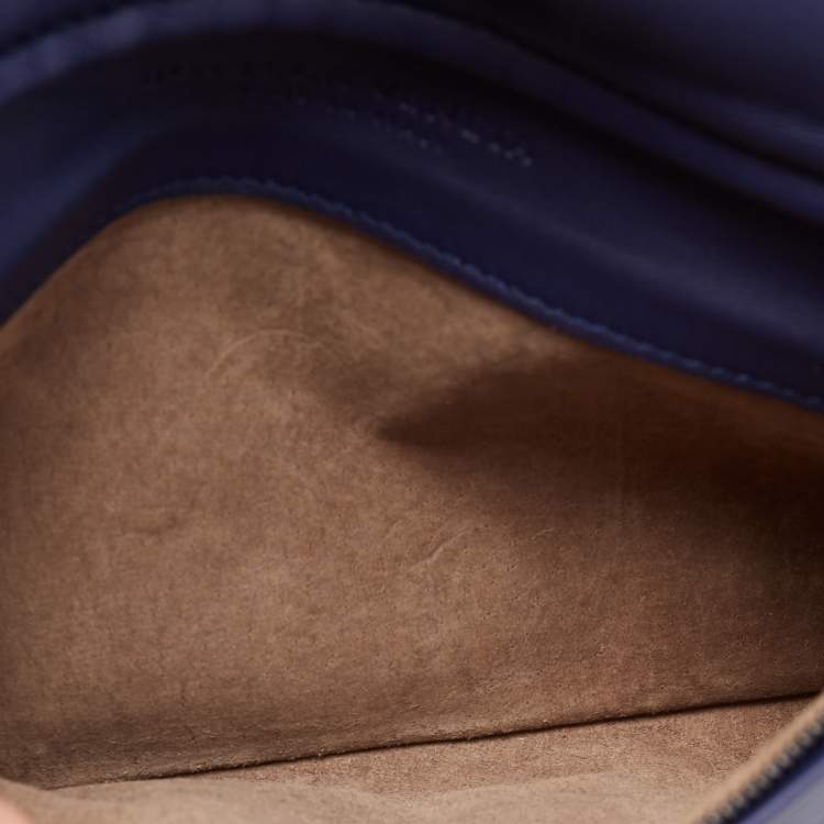 Pre Owned Bottega Veneta Dark Blue Intecciato Leather Clutch