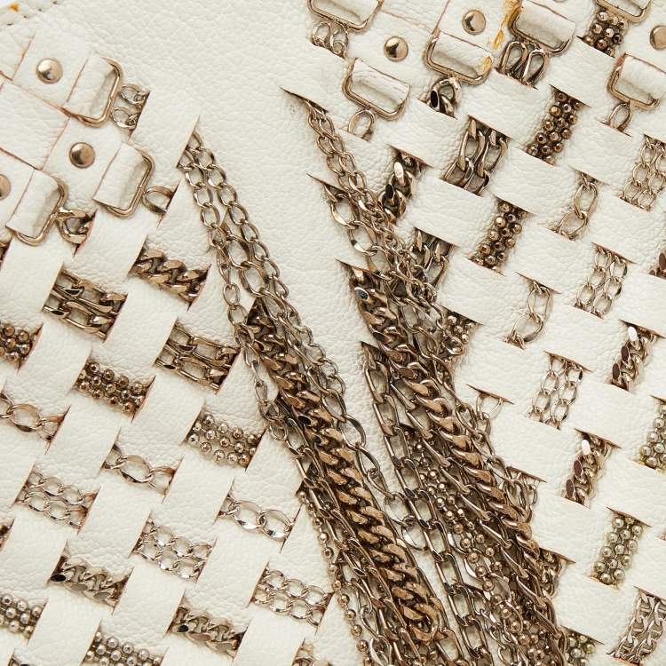 Pre Owned Bottega Veneta White Intrecciato Leather Top Handle Bag
