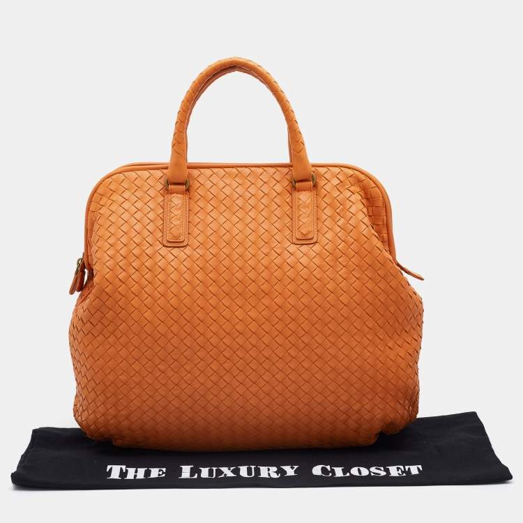 Pre Owned Bottega Veneta Tan Intrecciato Leather Satchel