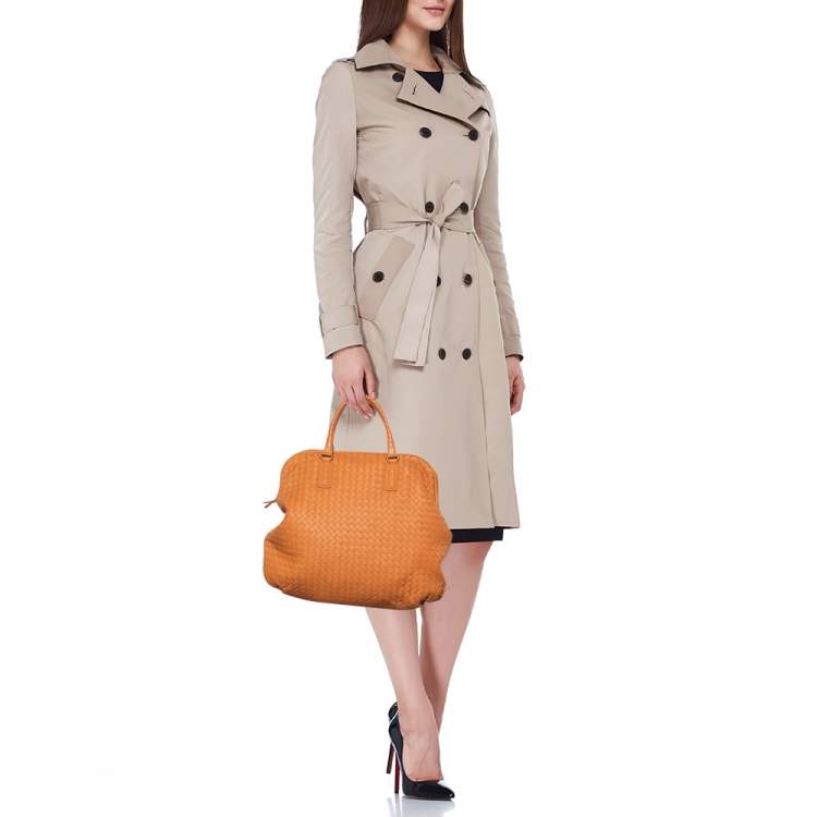 Pre Owned Bottega Veneta Tan Intrecciato Leather Satchel