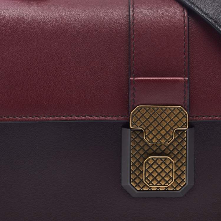 Pre Owned Bottega Veneta Tricolor Leather Small Piazza Bag