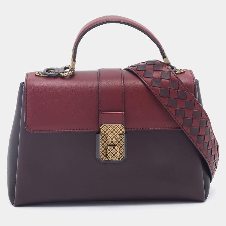 Pre Owned Bottega Veneta Tricolor Leather Small Piazza Bag