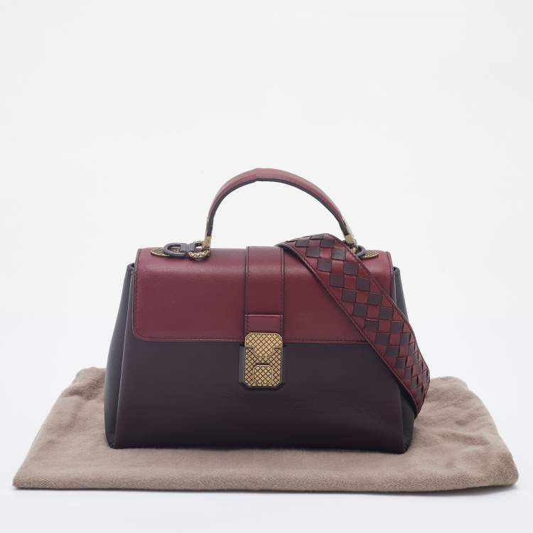 Pre Owned Bottega Veneta Tricolor Leather Small Piazza Bag
