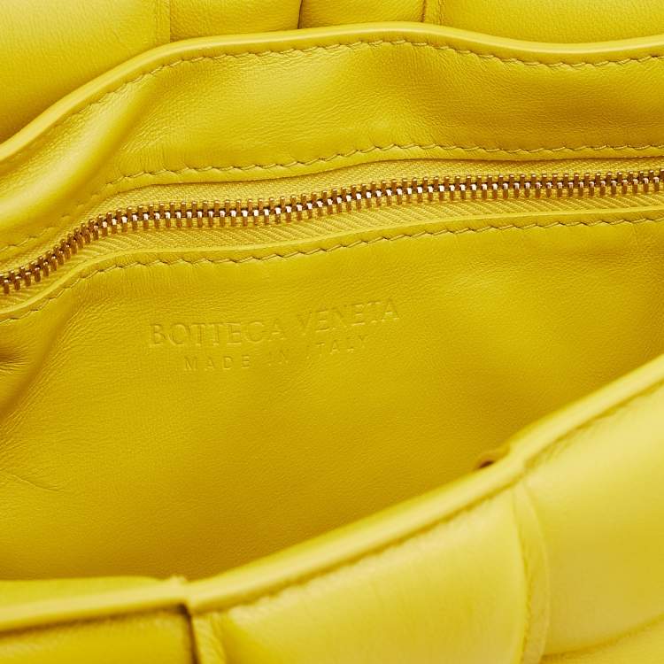 Pre Owned Bottega Veneta Yellow Leather Padded Cassette Flap Shoulder Bag