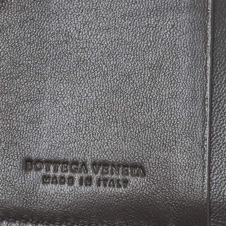 Pre Owned Bottega Veneta Grey Intrecciato Leather Trifold Wallet