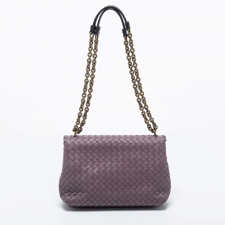Pre Owned Bottega Veneta Purple Intrecciato Leather Olimpia Shoulder Bag