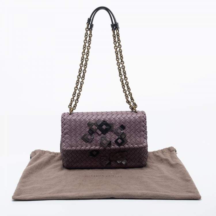 Pre Owned Bottega Veneta Purple Intrecciato Leather Olimpia Shoulder Bag