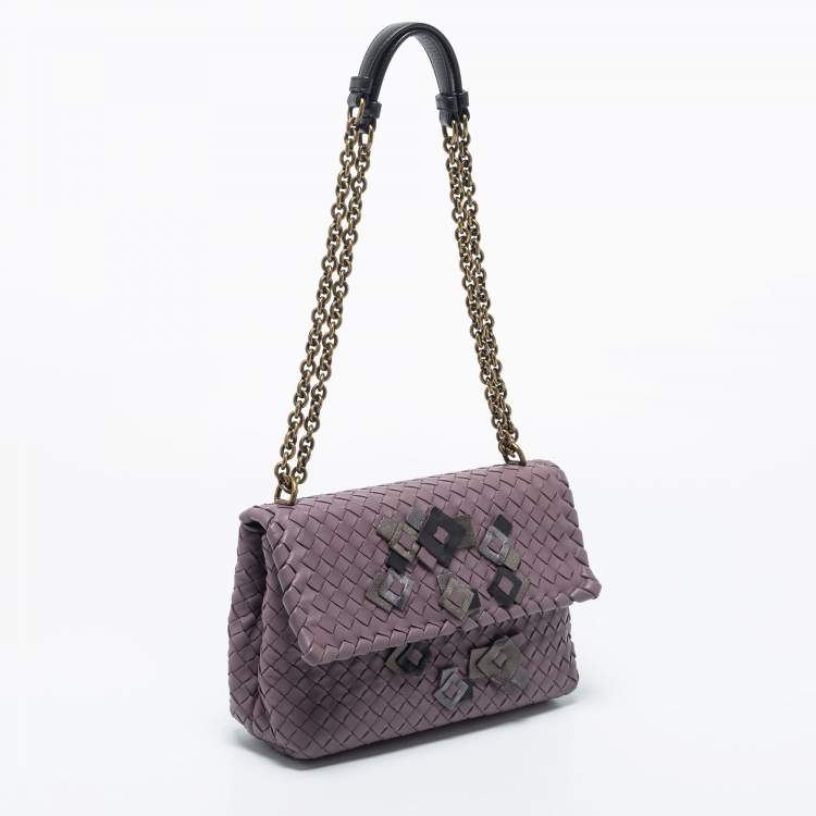 Pre Owned Bottega Veneta Purple Intrecciato Leather Olimpia Shoulder Bag