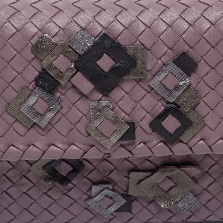 Pre Owned Bottega Veneta Purple Intrecciato Leather Olimpia Shoulder Bag