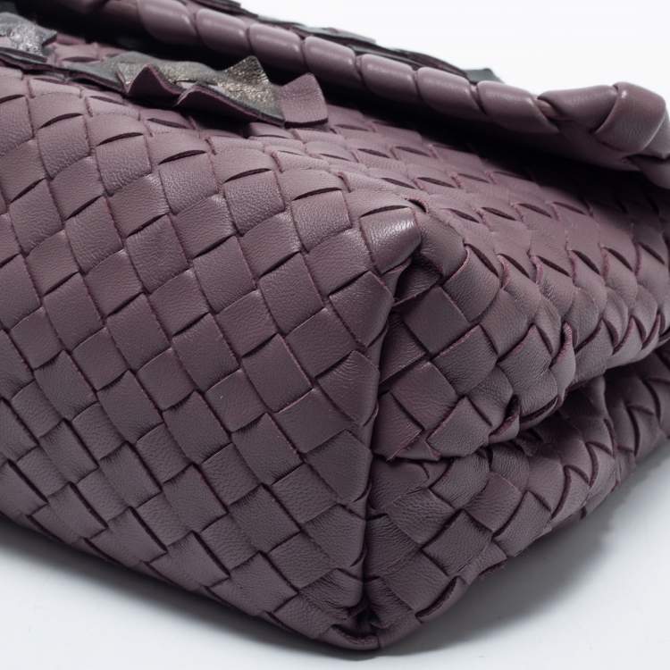 Pre Owned Bottega Veneta Purple Intrecciato Leather Olimpia Shoulder Bag