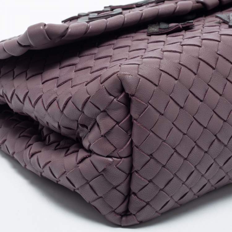 Pre Owned Bottega Veneta Purple Intrecciato Leather Olimpia Shoulder Bag