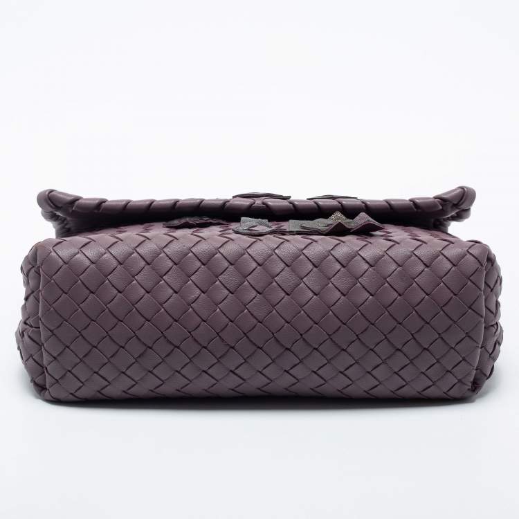 Pre Owned Bottega Veneta Purple Intrecciato Leather Olimpia Shoulder Bag