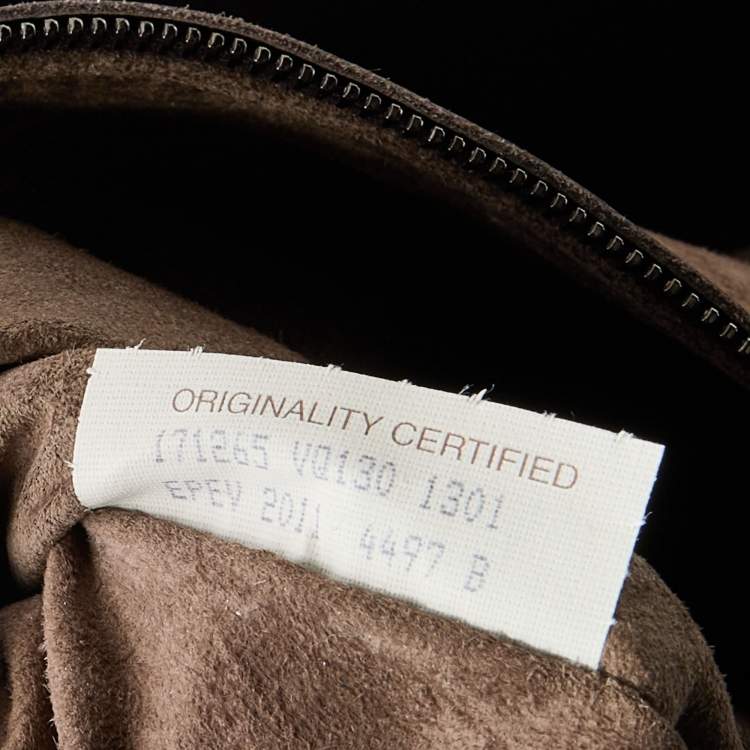 Pre Owned Bottega Veneta Dark Choco Intrecciato Leather Large Roma Tote