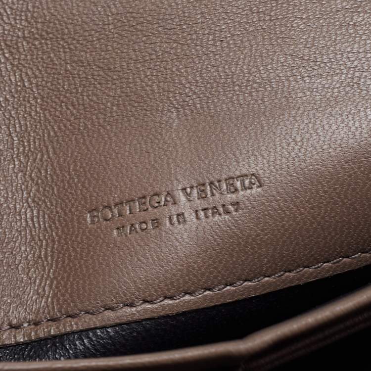 Pre Owned Bottega Veneta Grey Intrecciato Leather Flap Continental Wallet