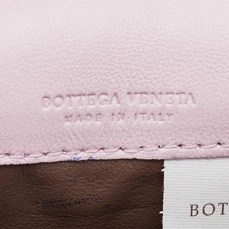 Pre Owned Bottega Veneta Pink Intrecciato Leather Business Card Case
