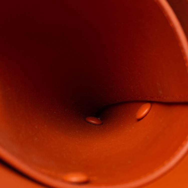 Pre Owned Bottega Veneta Orange Leather Ball Chain Triangle Pouch