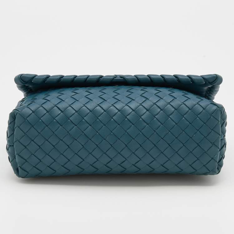 Pre Owned Bottega Veneta Blue Intrecciato Leather Baby Olimpia Shoulder Bag