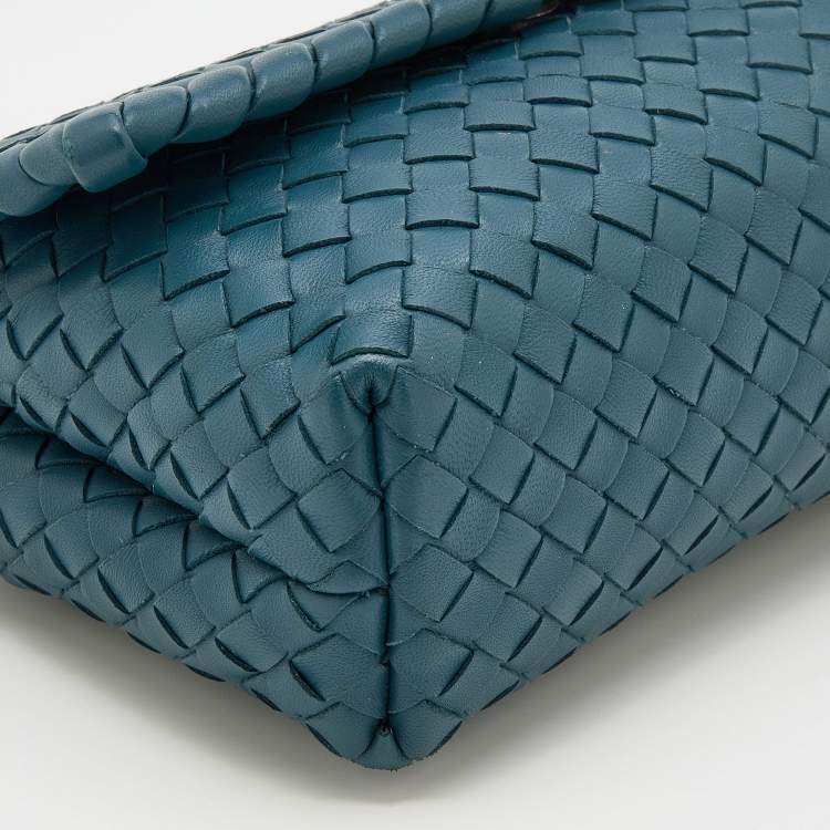 Pre Owned Bottega Veneta Blue Intrecciato Leather Baby Olimpia Shoulder Bag