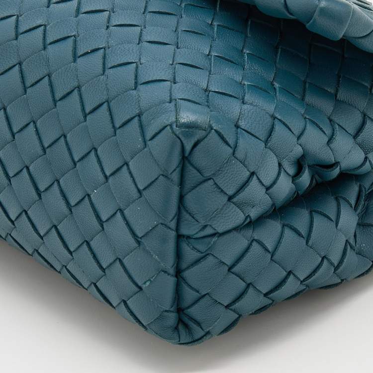 Pre Owned Bottega Veneta Blue Intrecciato Leather Baby Olimpia Shoulder Bag