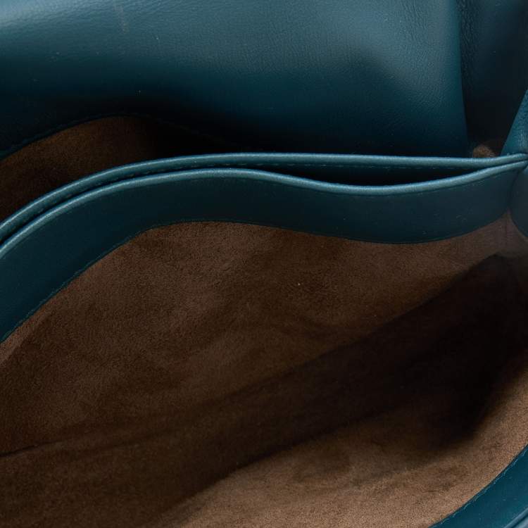 Pre Owned Bottega Veneta Blue Intrecciato Leather Baby Olimpia Shoulder Bag