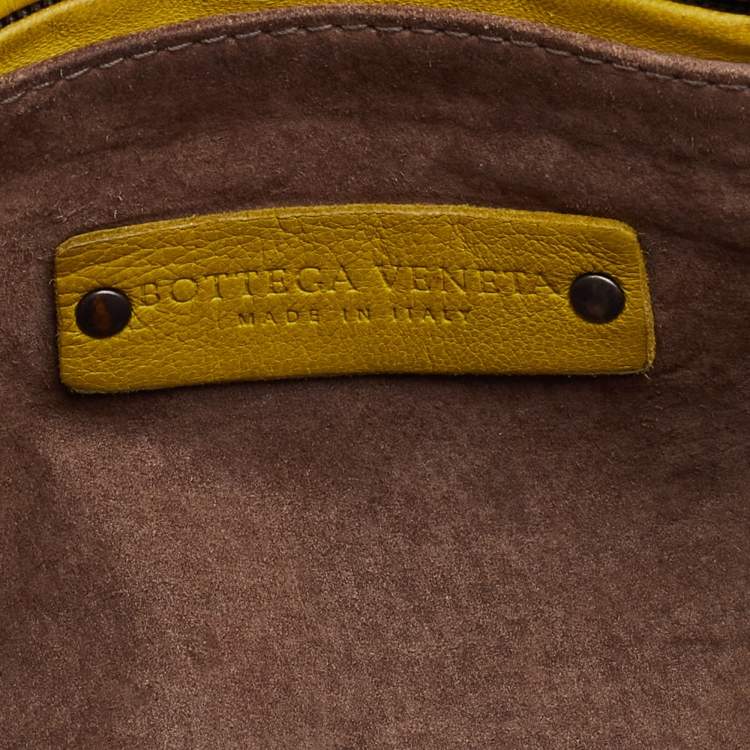 Pre Owned Bottega Veneta Citrus Yellow Intrecciato Leather Nodini Shoulder Bag