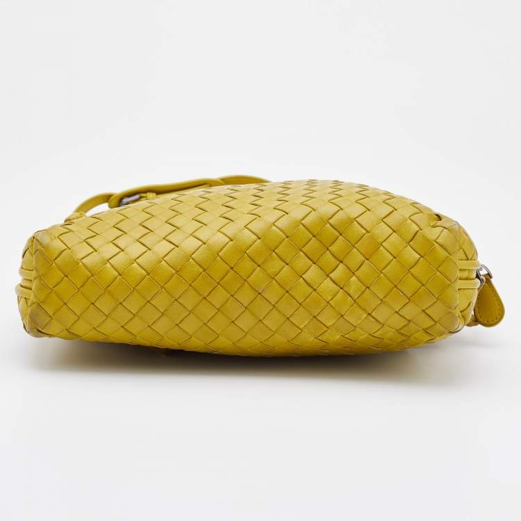 Pre Owned Bottega Veneta Citrus Yellow Intrecciato Leather Nodini Shoulder Bag