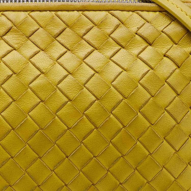 Pre Owned Bottega Veneta Citrus Yellow Intrecciato Leather Nodini Shoulder Bag