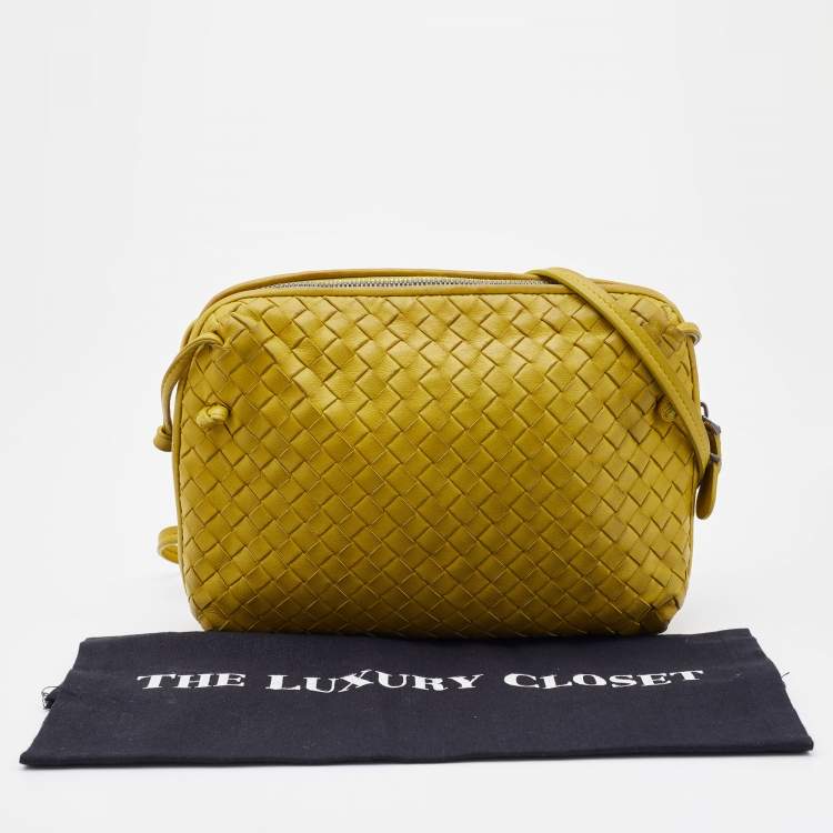Pre Owned Bottega Veneta Citrus Yellow Intrecciato Leather Nodini Shoulder Bag