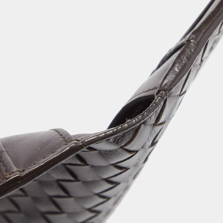 Pre Owned Bottega Veneta Dark Brown Intrecciato Leather Bifold Wallet