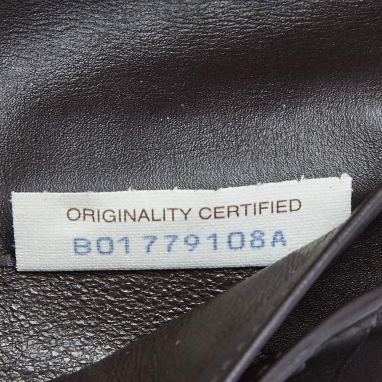 Pre Owned Bottega Veneta Dark Brown Intrecciato Leather Bifold Wallet