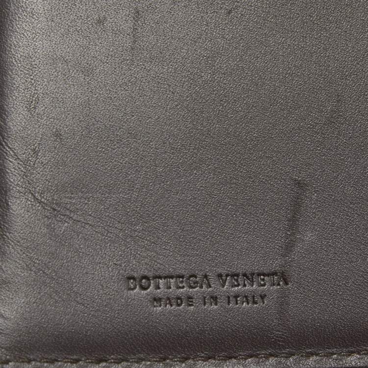 Pre Owned Bottega Veneta Dark Brown Intrecciato Leather Bifold Wallet